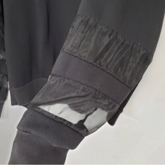Good American Women's Black Sweatshirt Sheer Panel Sleeves Size 2XL - Picture 6 of 14